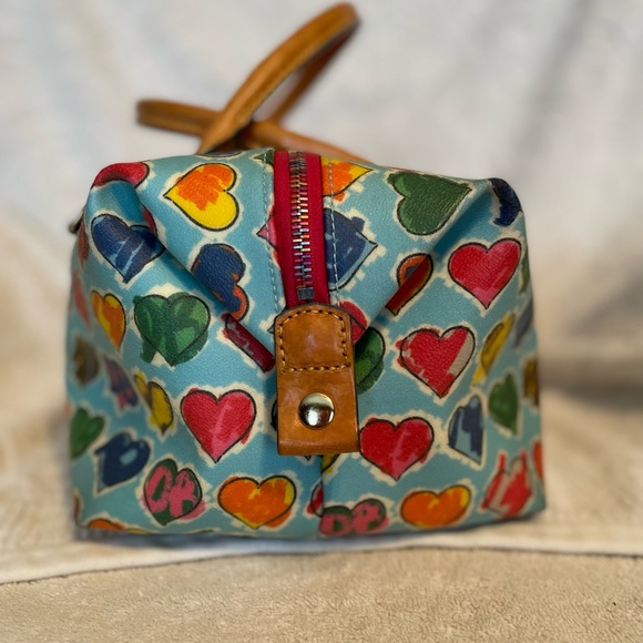 Dooney & Bourke rainbow hearts blue duffel - Picture 4 of 10